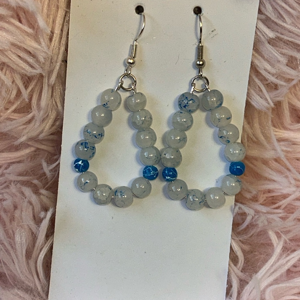 Elegant Blue Beaded Earrings